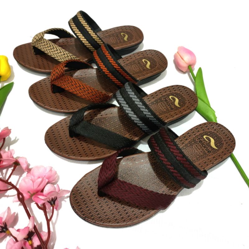 Sandal wanita ban 1 japit garis Felonie SE 01 Turki rajut terbaru murah