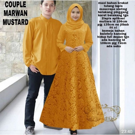 Baju couple pasangan keluarga muslim gamis kondangan ccp arwan brukat - Mustrad
