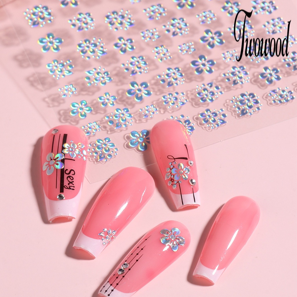 Twowood Stiker Kuku DIY Gambar Bunga Untuk Nail Art