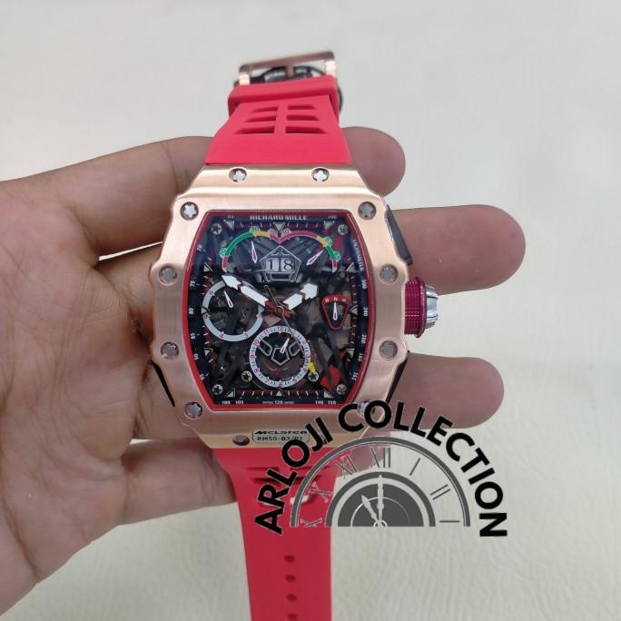 Jam Tangan Pria R.M50 Mclaren Automatic Rubber Rosegold New Grosir Mimumi.S