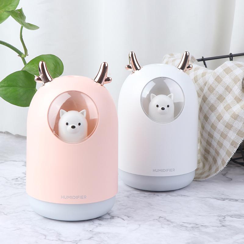 Humidifier Diffuser Beruang Lucu Ultrasonic Pelembab Ruangan 300ml Light Color
