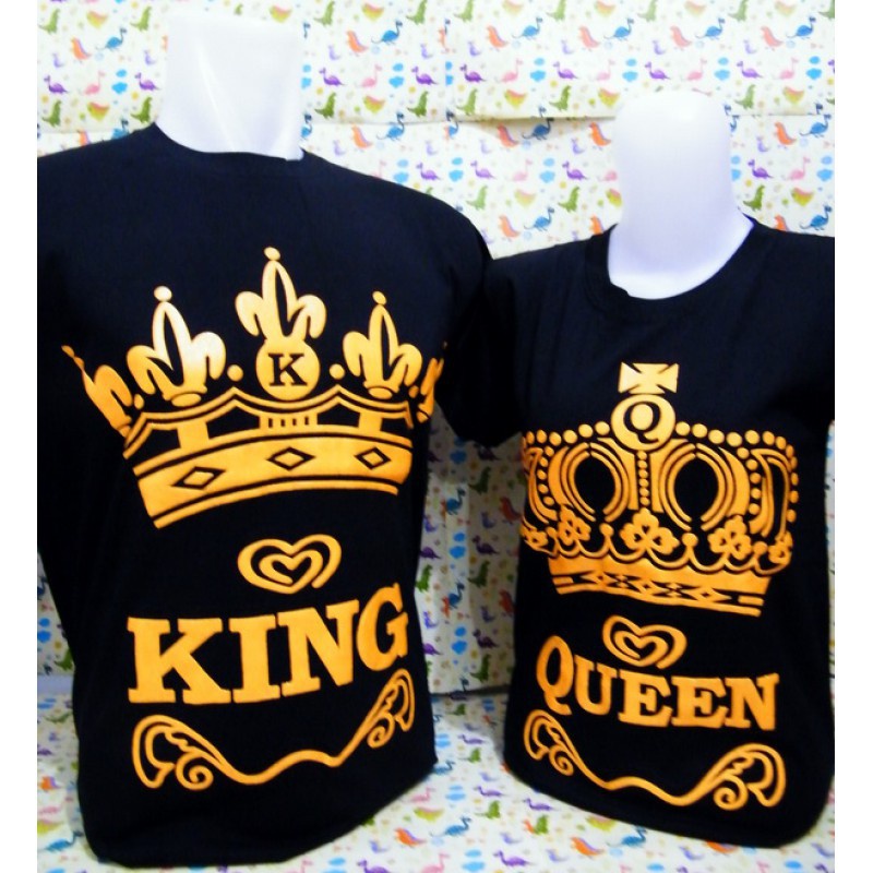 kaos couple / baju couple lengan pendek murah KING QUEEN HITAM crown