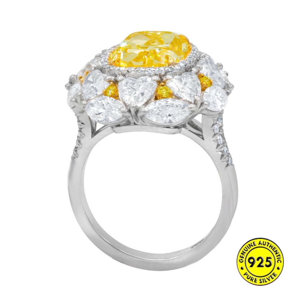 Gao Ding Cincin Terbuka Adjustable Hias Berlian Imitasi Warna Kuning Mewah Untuk Wanita