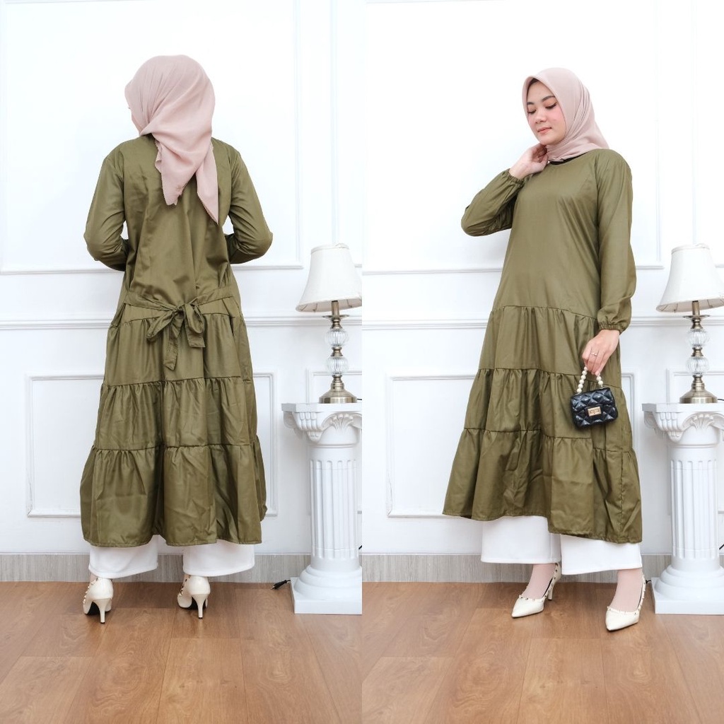 PERSIK TUNIC SUSUN REMPLE /LONG TUNIC WANITA TERBARU /TERLARIS GBM