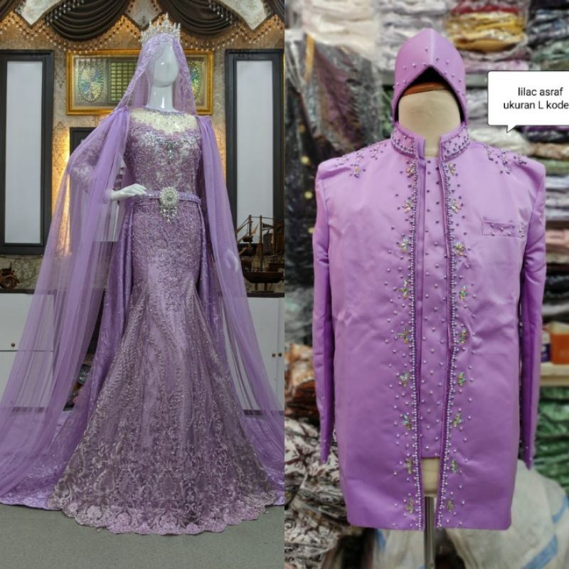 CAUPLE TERLARIS GAUN DRESS JUBAH BEREKOR |BAJU PENGANTIN TERBARU|KEBAYA DRESS COUPLE|GAUN  MUSLIMAH