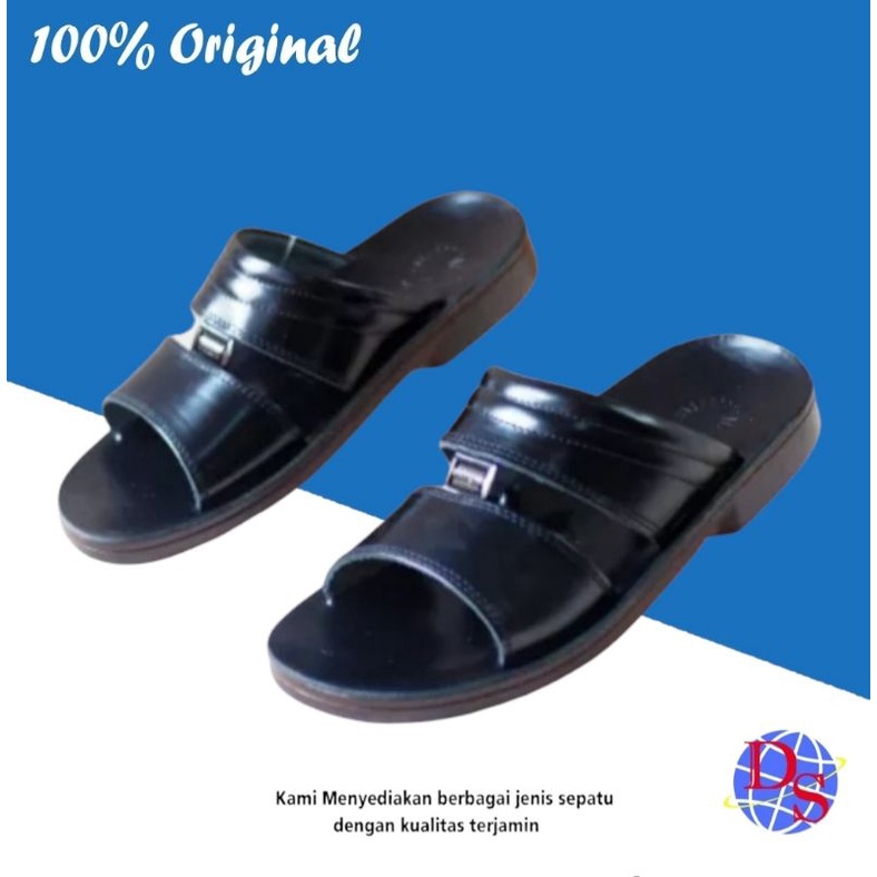 SANDAL PRIA/GOLDEN WAY/GK.08/BLACK/SANDAL SLIDE/SANDAL KULIT/SANDAL SLIDE KULIT