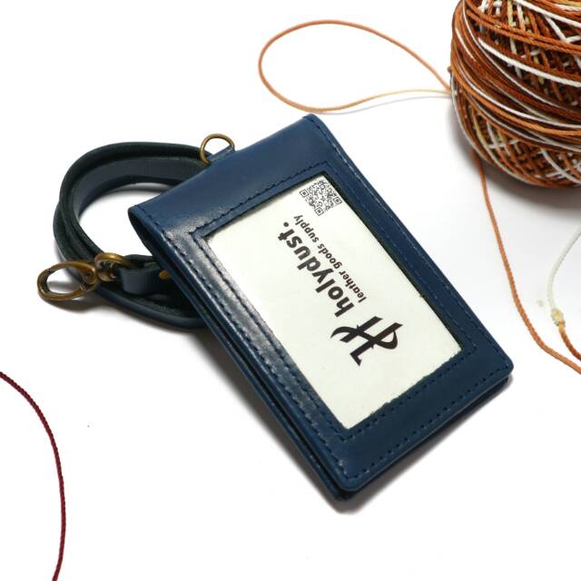 

ID Card Holder Kulit sapi asli name tag kulit flip warna Navy unik
