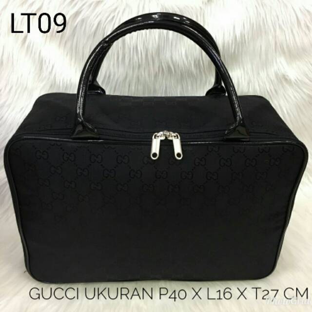 travel bag bahan kulit sintetis channel hitam