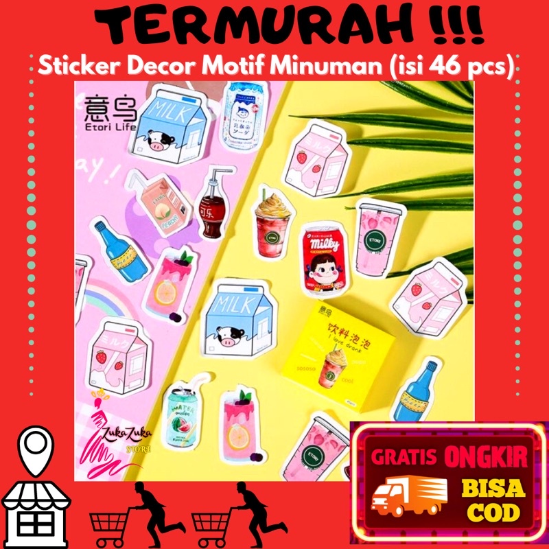 

TERMURAH!!! [isi 46 pcs] Sticker Food Minuman Aesthetic Motif Drinks / Sticker Stiker Decor Journal / Sticker Stiker Lucu Aesthetic Estetik