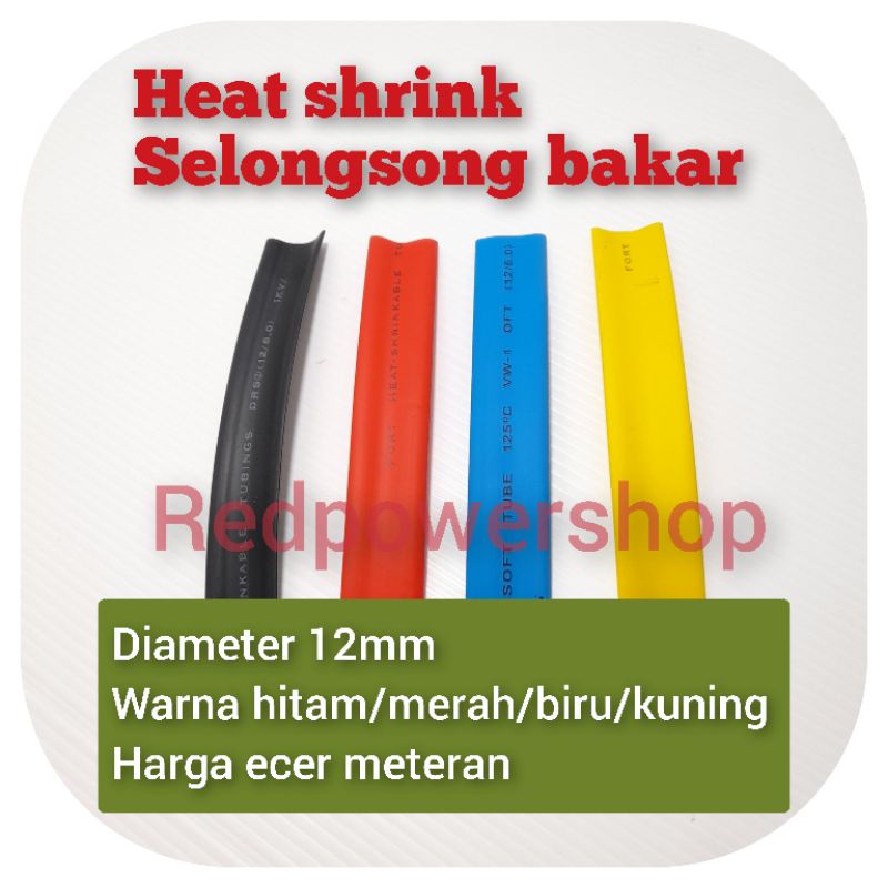 Heat shrink selongsong bakar isolasi kabel besar 12mm