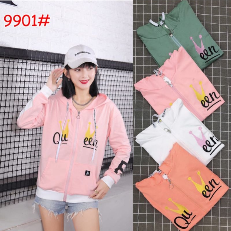 JAKET WANITA/JAKET HOODIE/JAKET BAHAN KAOS IMPORT seri queen