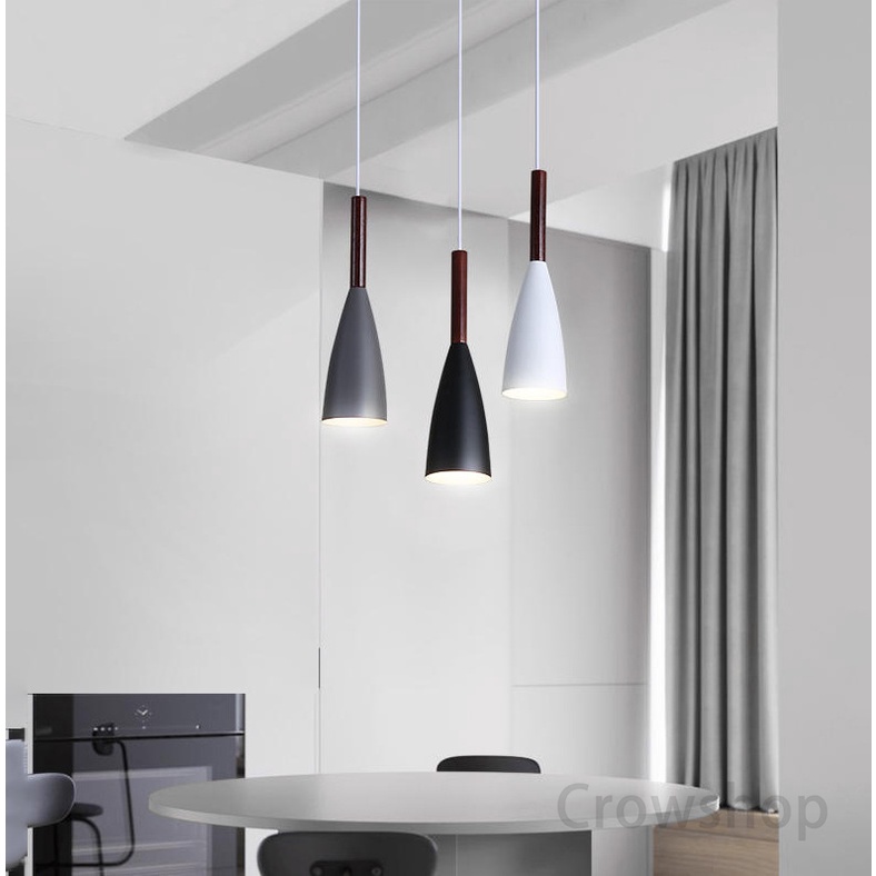 ✨BISA COD &amp; Garansi✨Lampu Gantung minimalis 3 in 1  Lampu Gantung kap Aluminum kayu, Lampu gantung Modern untuk meja makan Lampu dapur Nordic Chandelier Eropa Modern