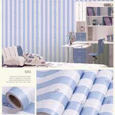Wallpaper Sticker Murah / Wallpaper Dinding Motif Salur Biru Bintang