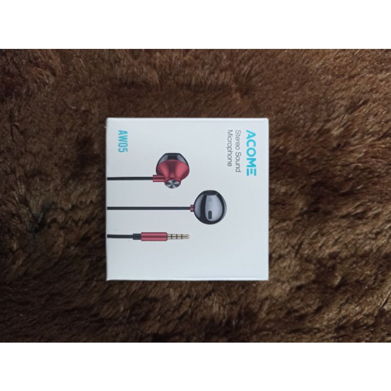 acome wired earphone semi in ear headset super bass aw05 - black red