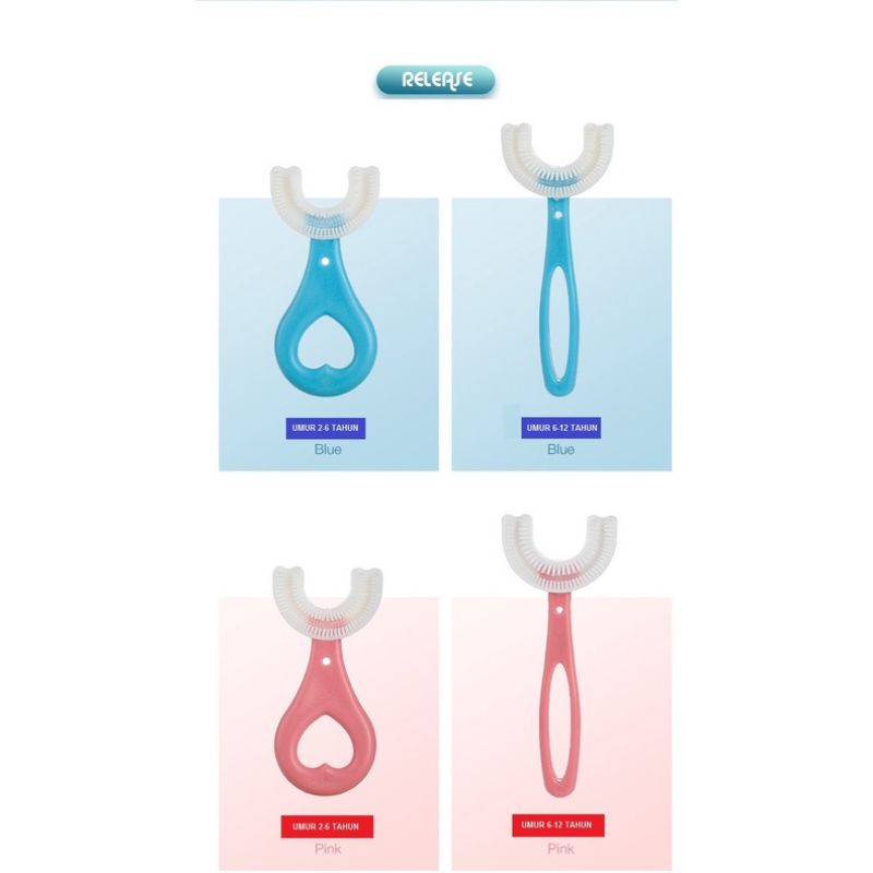 Medan Termurah (Usia 2-6 dan 6-12 tahun) BPA FREE Sikat gigi silicon bentu U Pembersih gigi bayi &amp; anak import