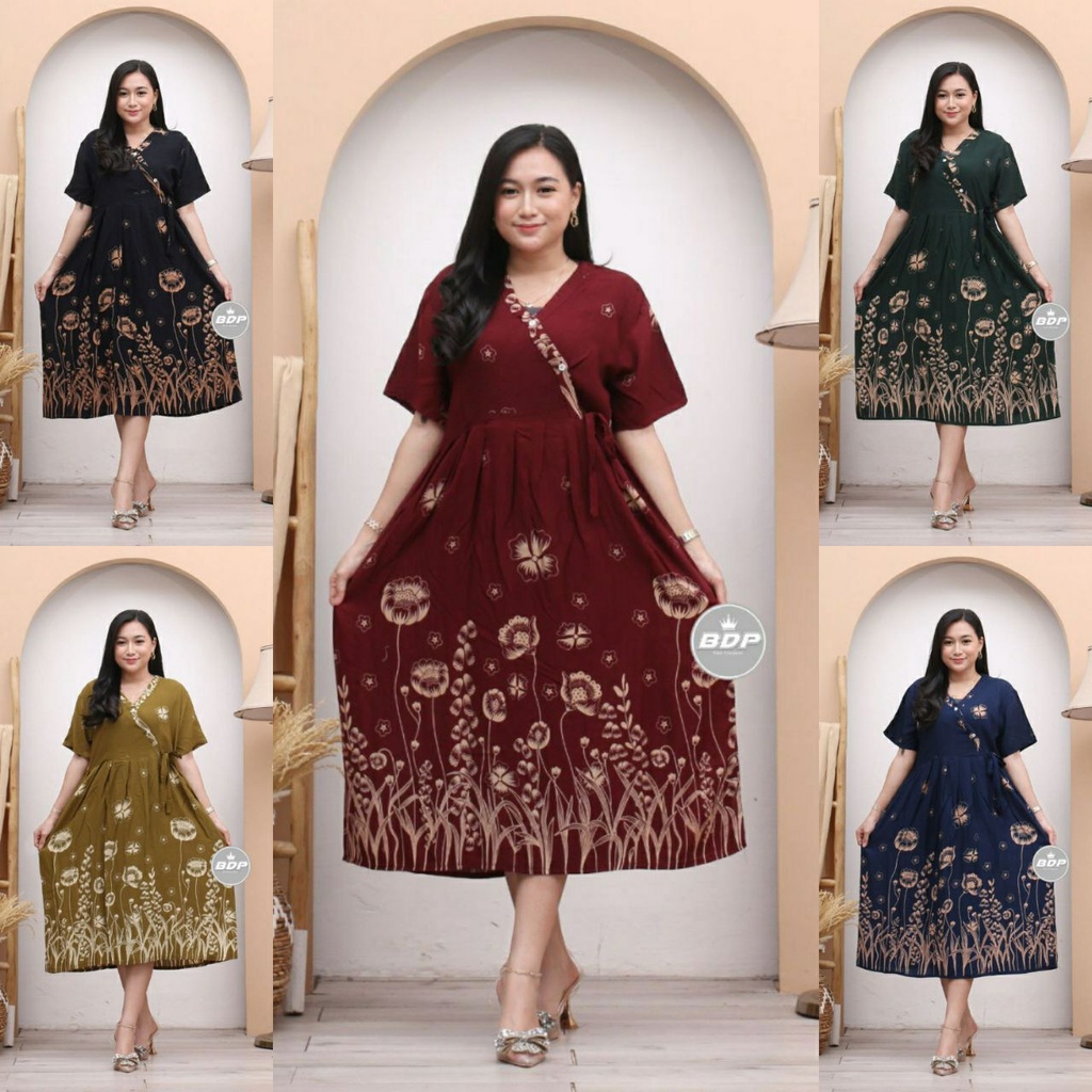 Dress Kimono Rayon Busui | Baju Tidur Wanita Daster Kekinian Kancing Depan