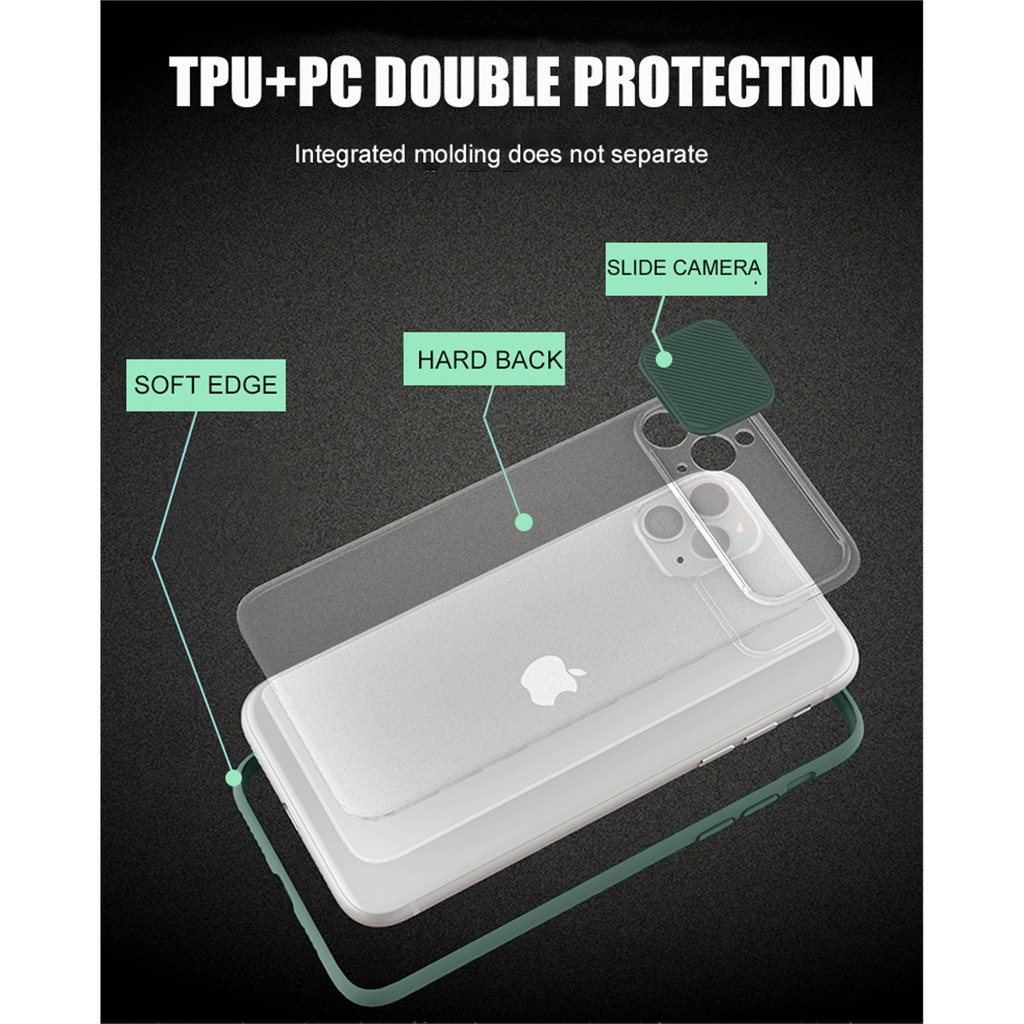 H8 Slide Case Clear Protaction Kamera Belakang iPhone X / Xs / 11 / 11 Pro / 11 Pro  Max / 12 Pro Ma