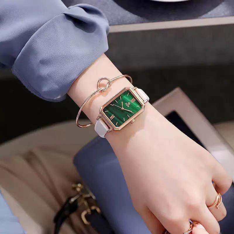 Rowling (Jam-36) Jam Tangan Kecil Wanita Kotak Analog Quartz Strap Pu Leather Fashion Import