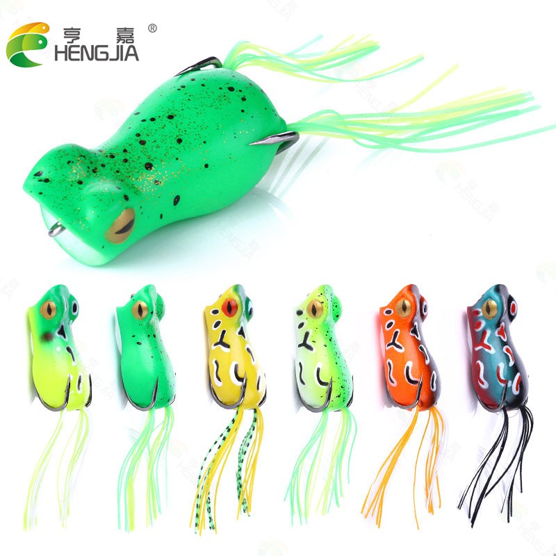 HENGJIA 6Pcs 5cm/12g Umpan Pancing Soft Frog Lure Ikan Bass Silicone Bait Topwater katak Bait Alat Pancing Tackle