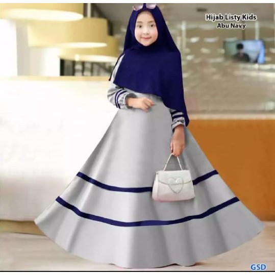 LISTY SYARI KIDS 9-12 Tahun MOSCREPE Dapat GAMIS + HIJAB Gamis Anak Perempuan Gamis Anak Murah 2021