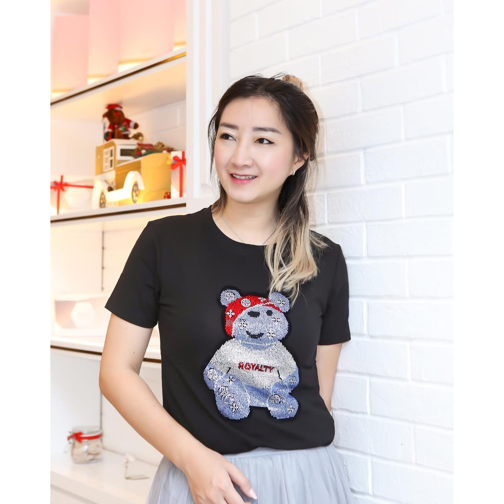 T-Shirt Kaos Baju Wanita Moschino Polos Couture Import