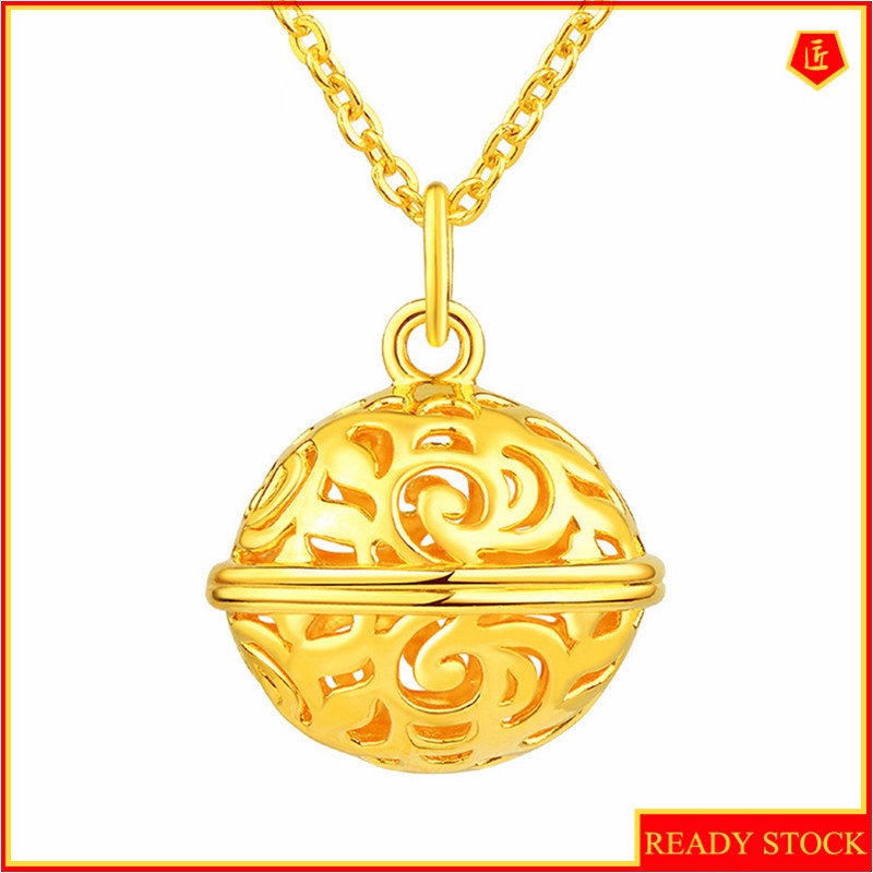 [Ready Stock]Fashion Gold-Plated Carved Bell Pendant Necklace