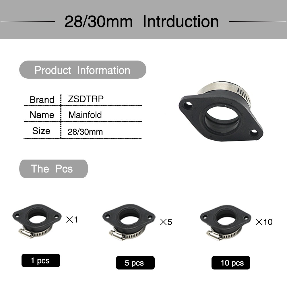 ZSDTRP Rubber Adapter Inlet Intake Pipe fit on KOSO Maikuni PWK KEIHIN OKO 21 24 26 28 30 32 34mm Carburetor Universal UTV ATV-4
