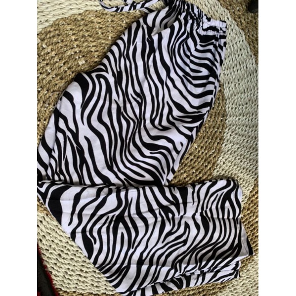 Celana kulot wanita rayon motif zebra/garis/bunga/polos