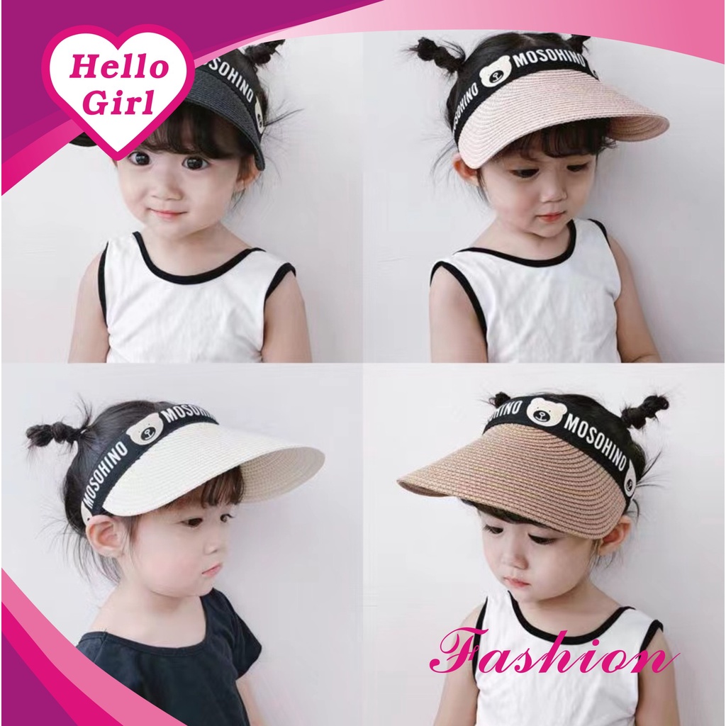 (Hello Girl) MZ20 Topi Pantai Bahan Jerami /Topi Pantai Anak Gaya Korea Import