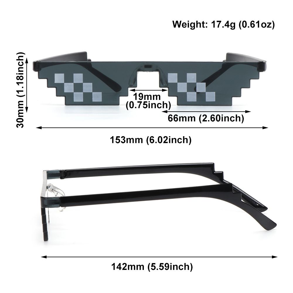 ROW Retro Thug Life Sunglasses Gift Favors Pixel Mosaic Sunglasses Birthday/Party Fashion Men &amp; Women Cosplay Gamer Robot Sunglasses