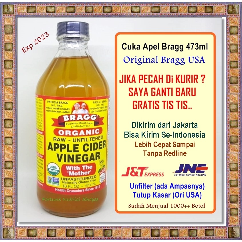 Bragg Apple Cider Vinegar Cuka Apel 473ml ACV Toner Masker ...