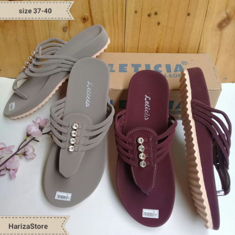 sandal wanita/sandal slip japit leticia