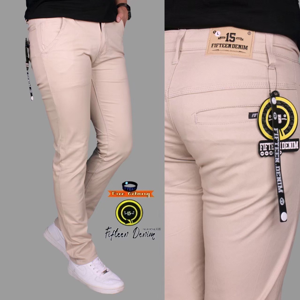 Celana Chino Panjang Pria Slim Fit Original Fifteen Denim