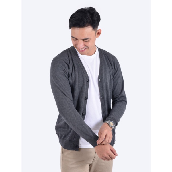 Outerwear Pria Sweater Rajut Pria Gomuda Cardigan Clean - Abu Tua - Abu Tua XL