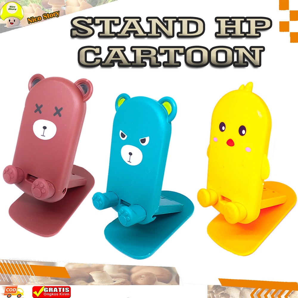 (NCS) COD Stand HP Cartoon Desktop Phone Holder Brown Pooh Dudukan Handphone HP