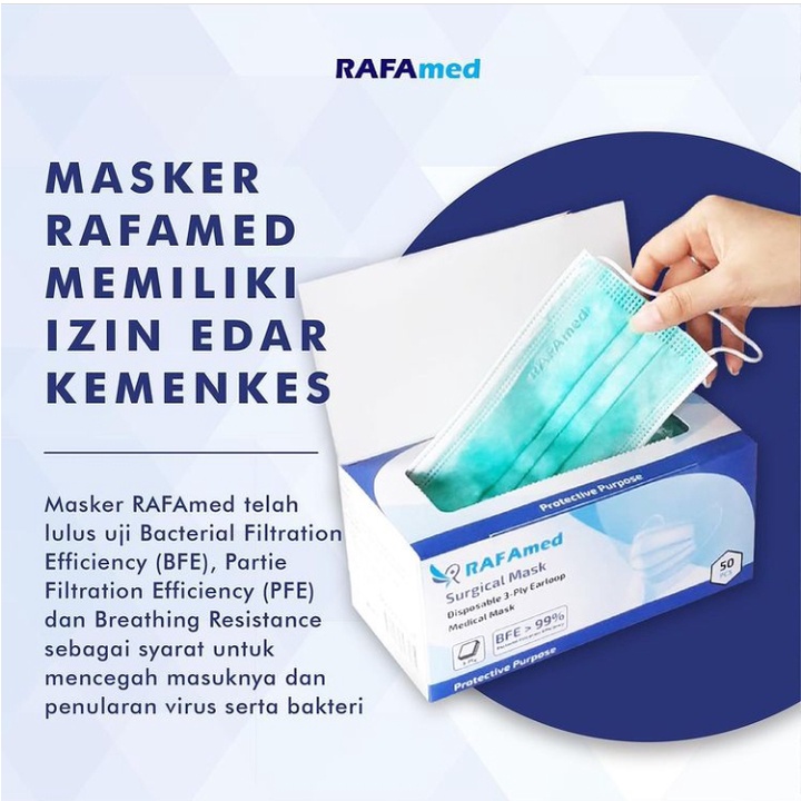 RAFAMED Masker Medis Earloop 3 Ply BFE 99%