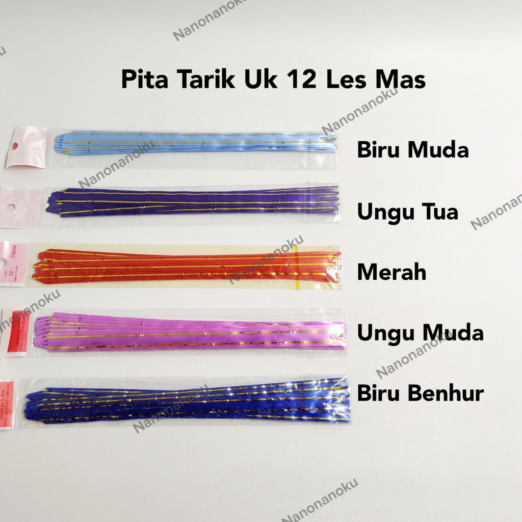 [10 pcs] Pita Tarik 12 mm Pita Serut Motif dan Les Mas