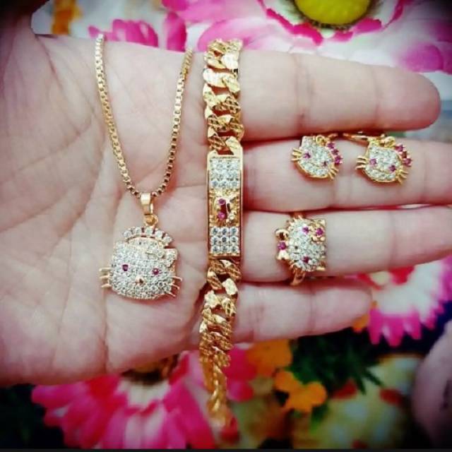 Satu set kitty anak cantik lapis emas gold 18k perhiasan anak aksesoris fashion anak