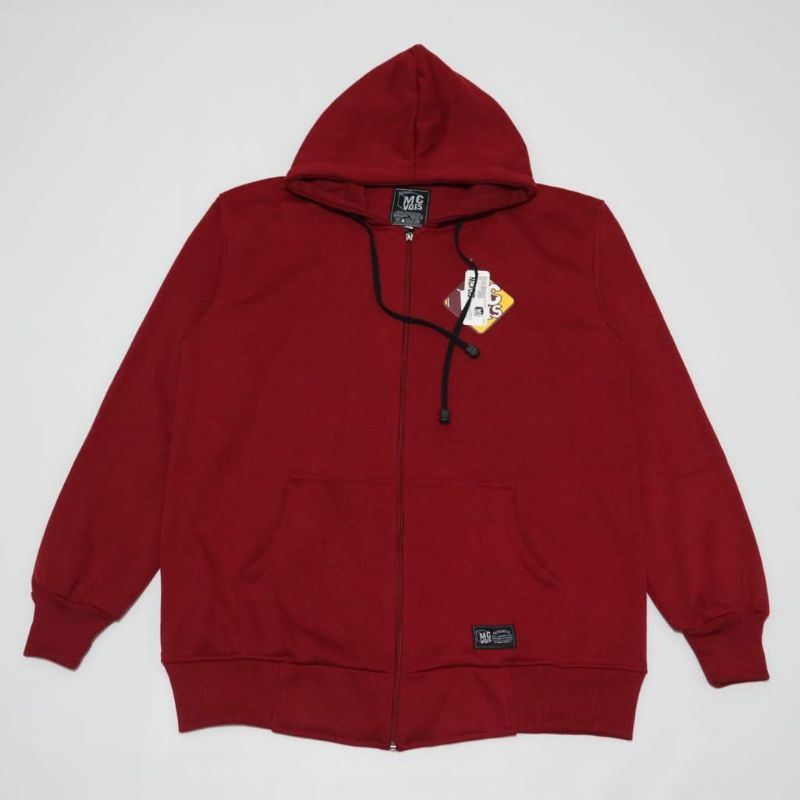 Sweater Hoodie Zipper Mcvois Maroon Pria Wanita