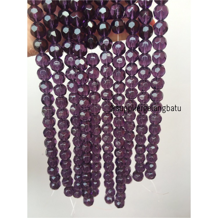 kristal bola dunia cutting 10mm UNGU ceko bulat craft manik beading fashionita pria wanita aksesoris