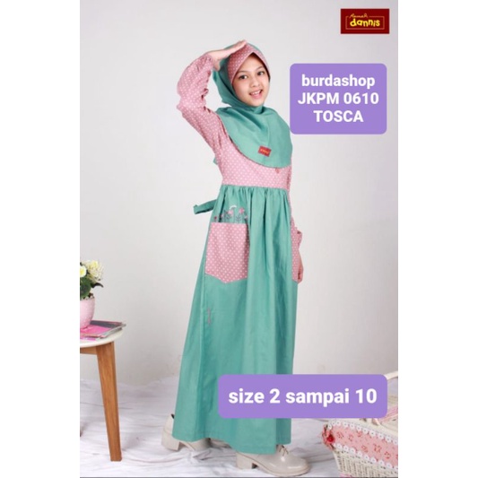 BAJU MUSLIM ANAK DANNIS JKPM 0610 TOSCA PEREMPUAN SIZE 2,3,4,5,6,7,8,9,10 BAJU LEBARAN