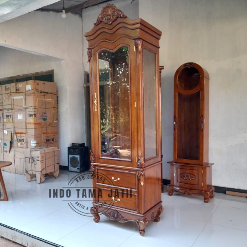 lemari kaca lemari hias (3rak kaca)