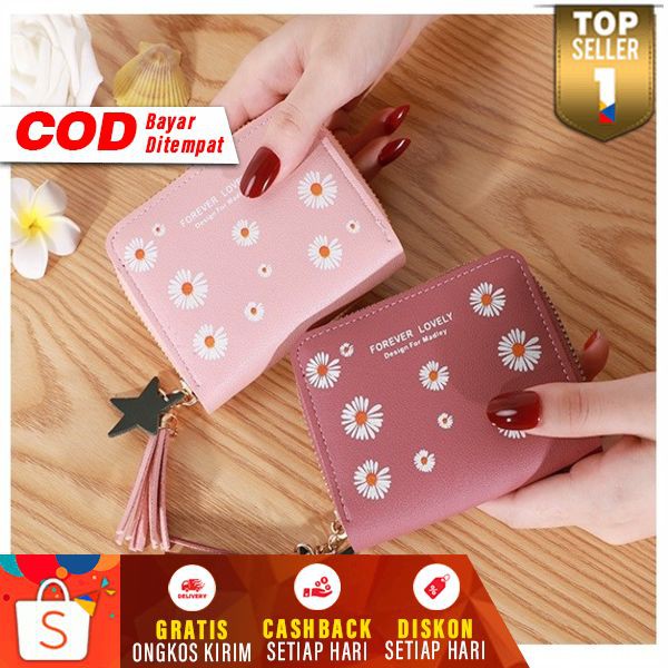 -841¯ Dompet Pendek Wanita Bunga Daisy Zipper Women Wallet Lipat Cewek Korea Walet Duit Branded