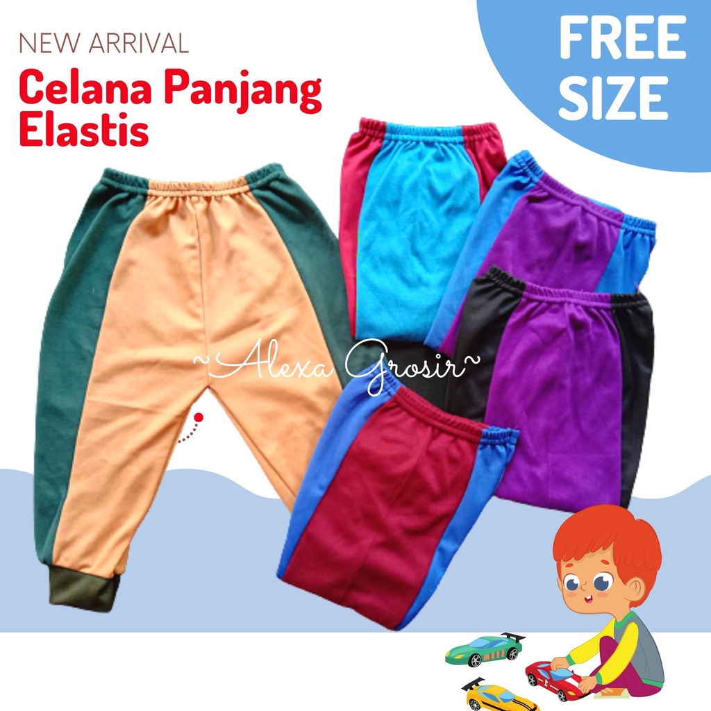 Celana Panjang Elastis Warna Polos 6-24 Bulan Bahan Spandek untuk Anak Perempuan Laki