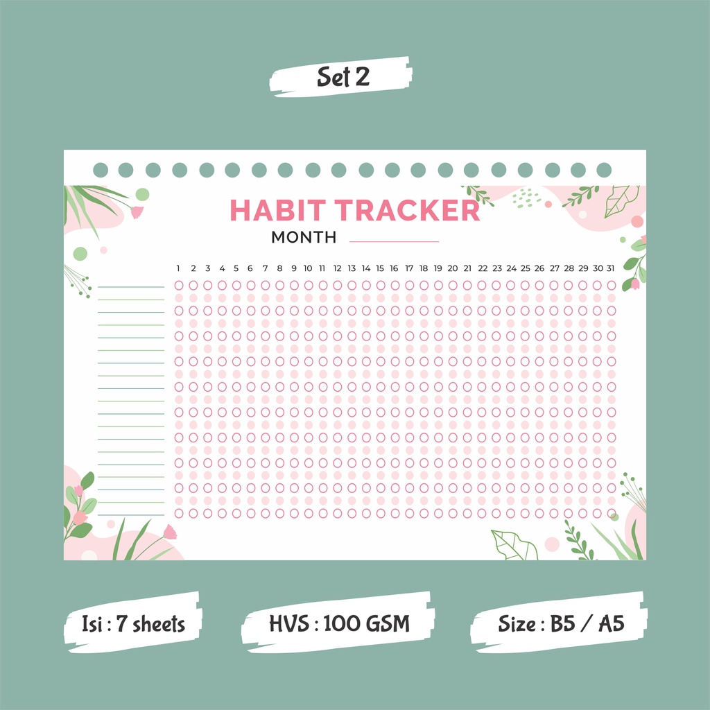 

Habit Tracker - Binder Loose Leaf A5 & B5 - Paper Only