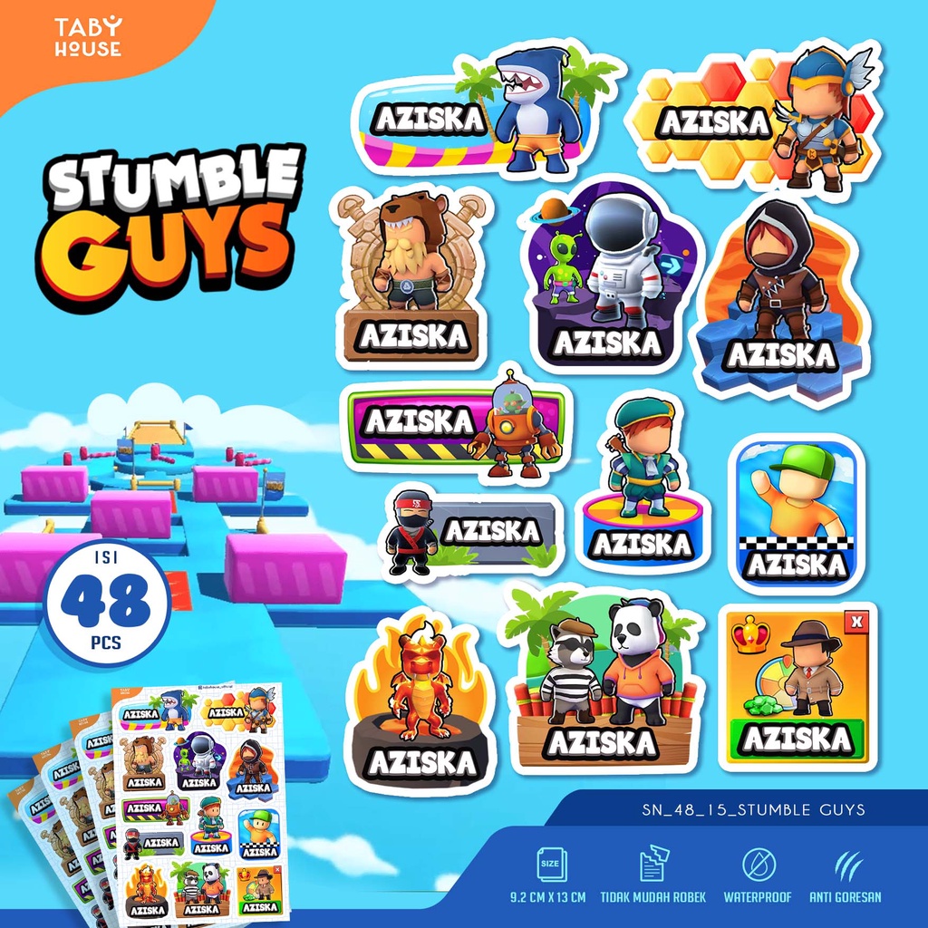 

stiker nama STUMBLE GUYS , MINECRAFT & ROBLOX isi 48