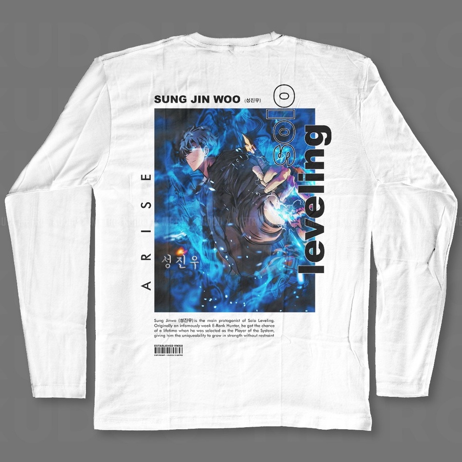 Longsleeve Sung Jinwo Solo Leveling White Anime Manga Na Honjaman Level-up Premium Unisex