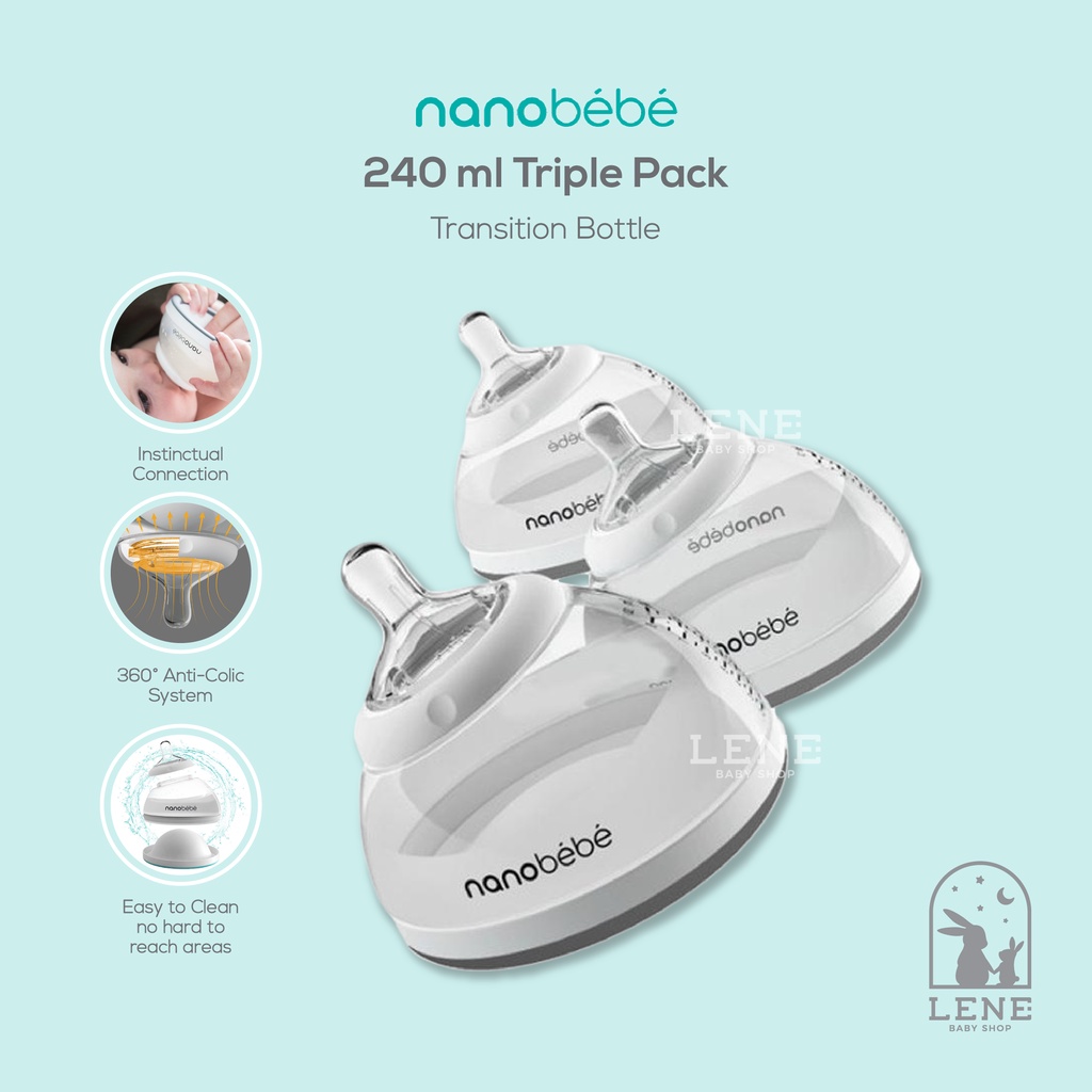 Nanobebe 240ml Tripple Pack – Botol Susu Bayi