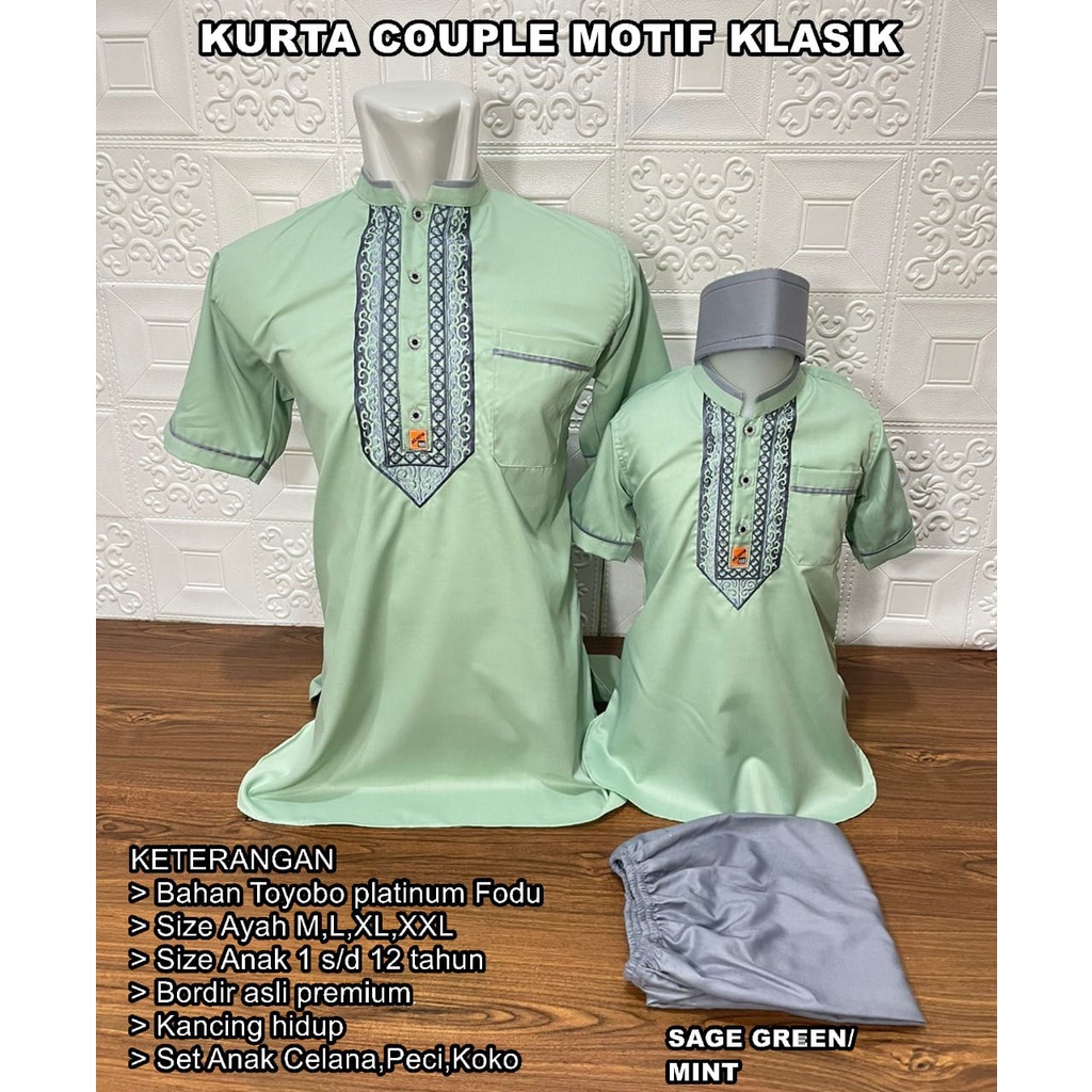 Baju Koko Couple Model Pakistan - Atasan Muslim Pria kurta - Sarimbit Lebaran kembaran Murah