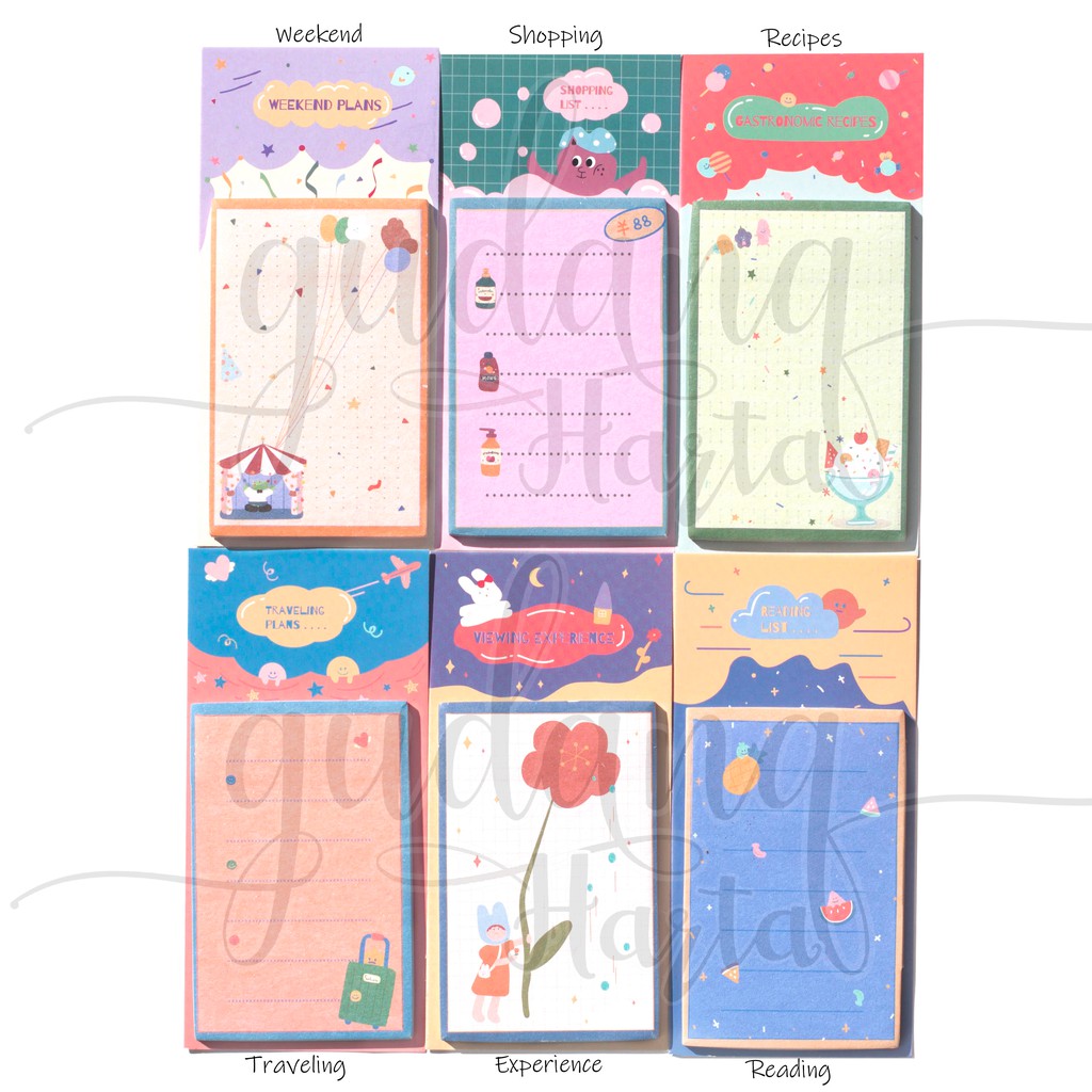 Sticky Notes Circus Travel Flower Ice Cream Lucu Memo Unik DIY Scrapbook GH 301326